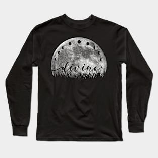 Divine, Moon Phases On Moon, Full Moon Long Sleeve T-Shirt